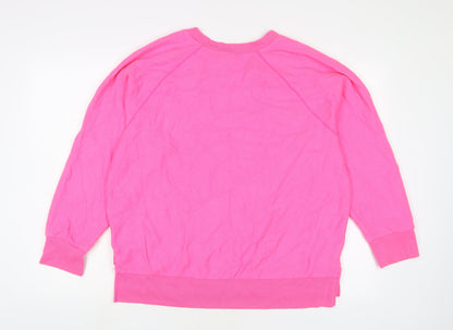 PINK Womens Pink Cotton Pullover Sweatshirt Size M Pullover - Logo, Embroidered