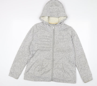 Warehouse Mens Grey Cotton Full Zip Hoodie Size XL