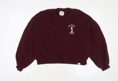 Womens UK Size S Pull&Bear Red Pullover Sweatshirt