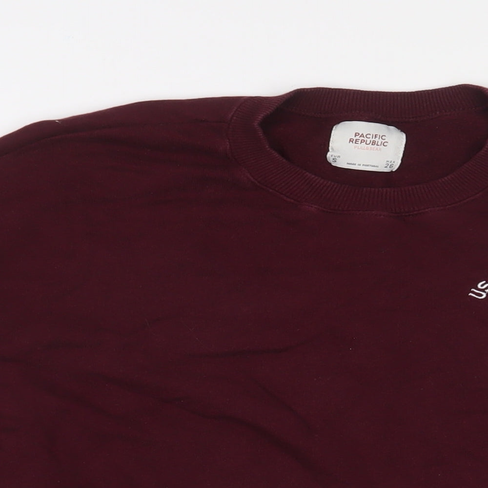Womens UK Size S Pull&Bear Red Pullover Sweatshirt