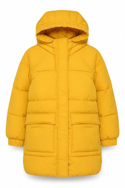 H&M Womens Yellow Quilted Coat Size S Zip