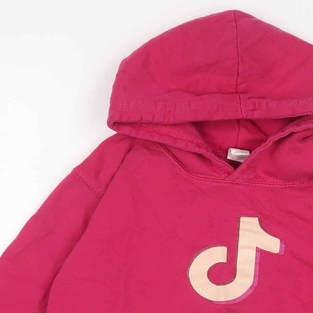 TIKTOK Girls Pink Cotton Pullover Hoodie Size 9-10 Years Pullover