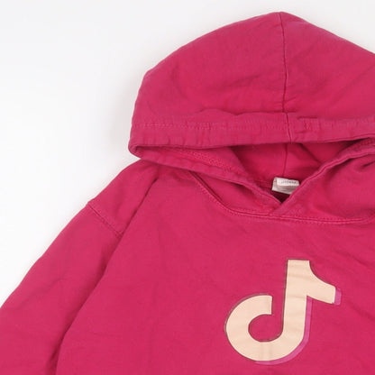 TIKTOK Girls Pink Cotton Pullover Hoodie Size 9-10 Years Pullover