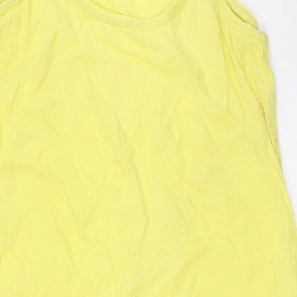 Sussan Womens Yellow Linen A-Line Size 8 Scoop Neck - Pockets