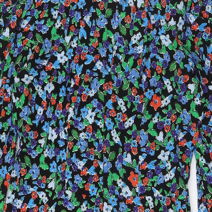 Topshop Womens Multicoloured Floral Viscose A-Line Size 8 Mock Neck Zip
