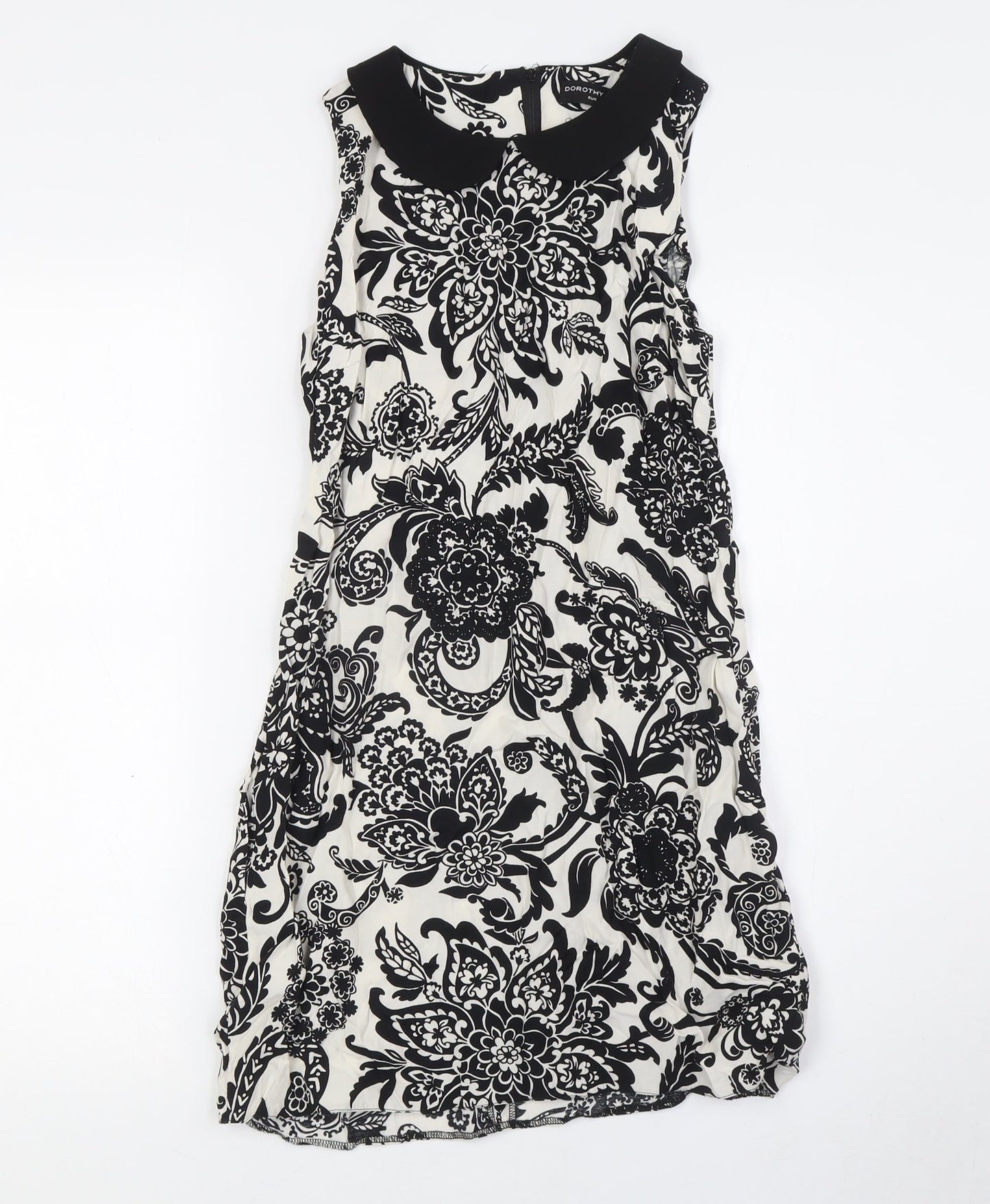 Dorothy Perkins Womens Ivory Viscose A-Line Size 8 Collared Zip