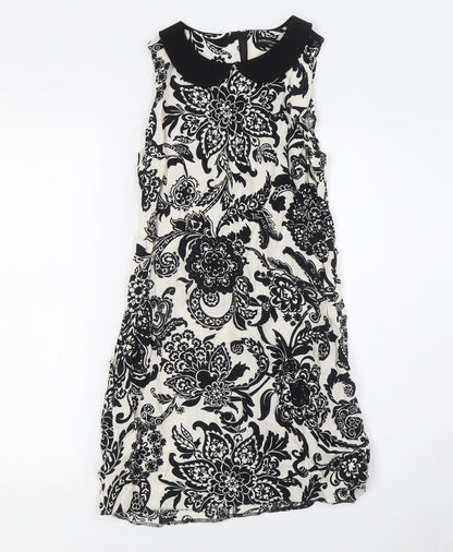 Dorothy Perkins Womens Ivory Viscose A-Line Size 8 Collared Zip