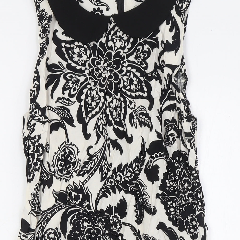 Dorothy Perkins Womens Ivory Viscose A-Line Size 8 Collared Zip