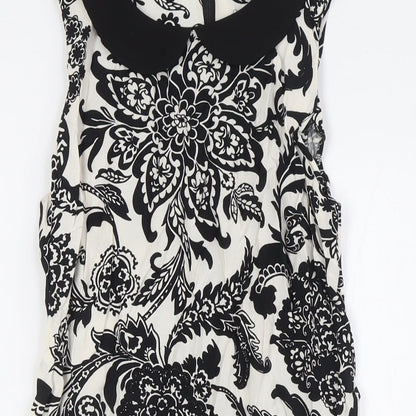 Dorothy Perkins Womens Ivory Viscose A-Line Size 8 Collared Zip