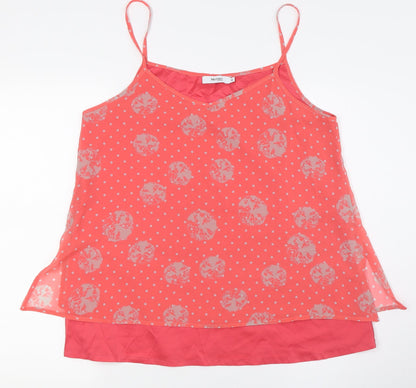 Myrine Womens Pink Polka Dot Polyester Camisole Button-Up Size M V-Neck - Layered