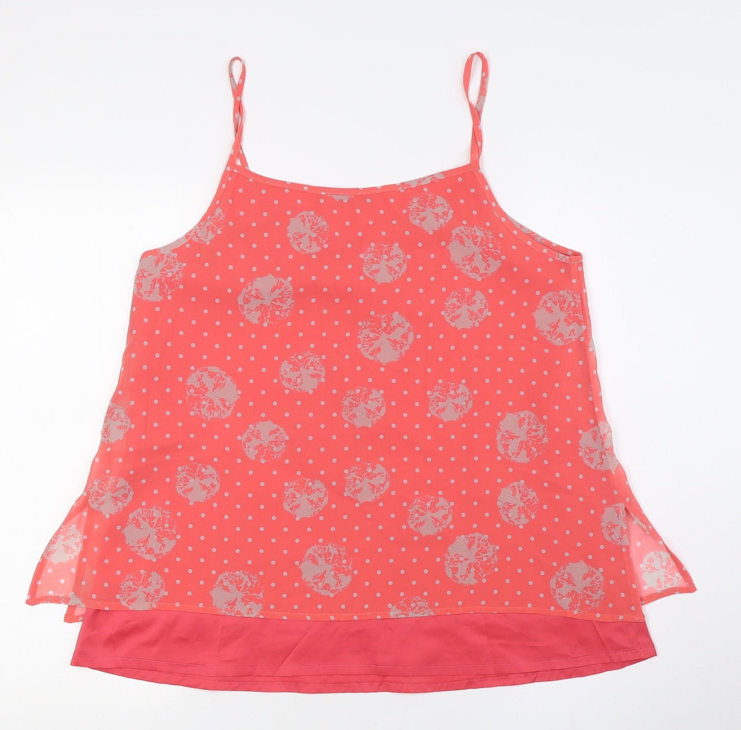 Myrine Womens Pink Polka Dot Polyester Camisole Button-Up Size M V-Neck - Layered