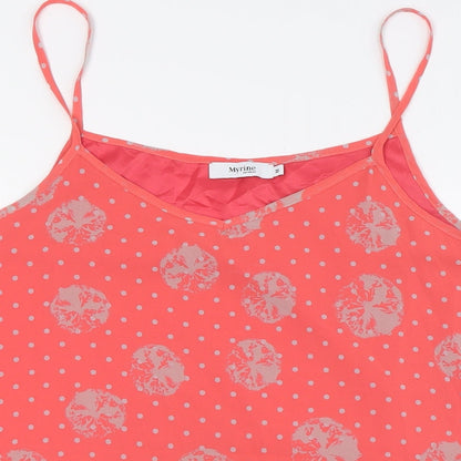 Myrine Womens Pink Polka Dot Polyester Camisole Button-Up Size M V-Neck - Layered