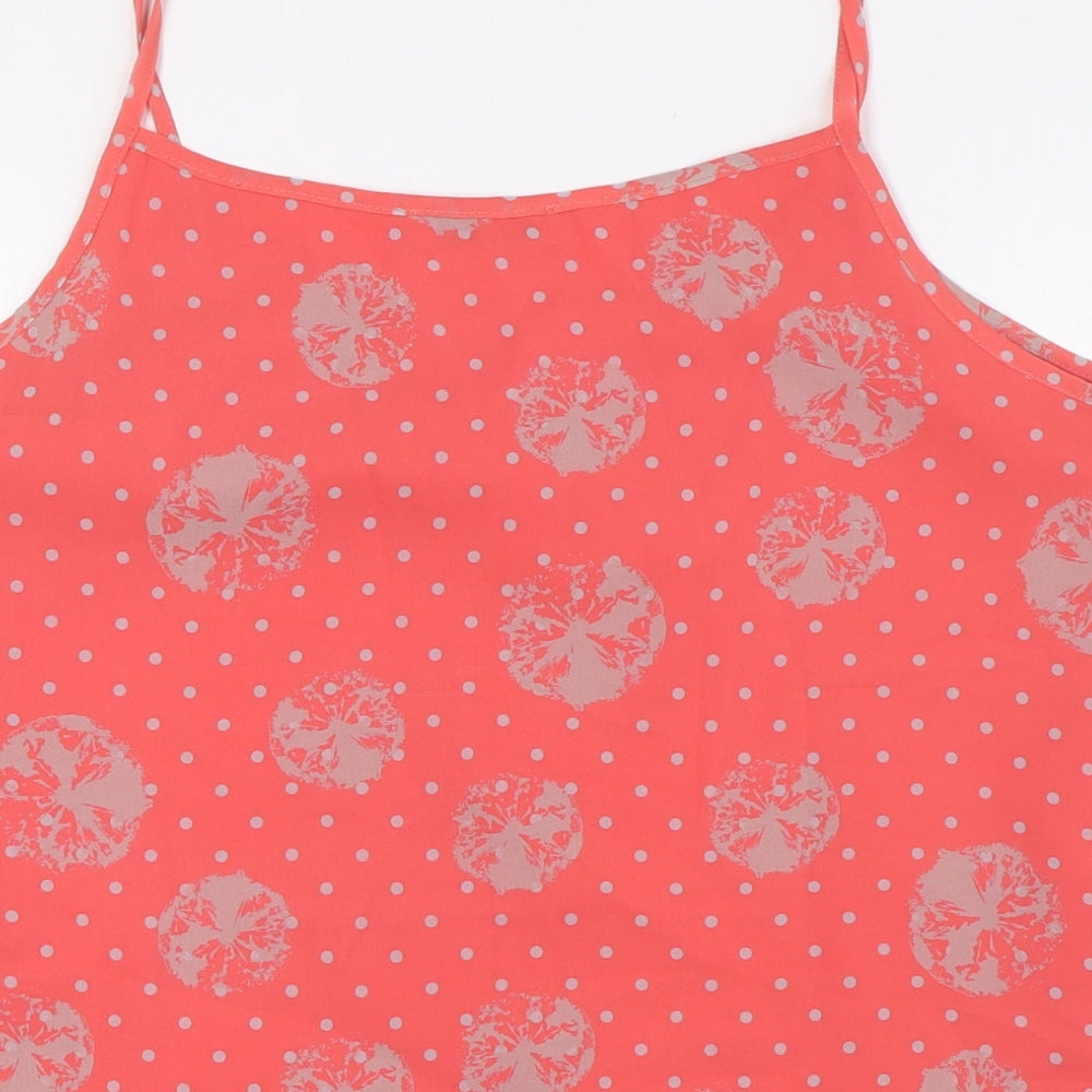 Myrine Womens Pink Polka Dot Polyester Camisole Button-Up Size M V-Neck - Layered
