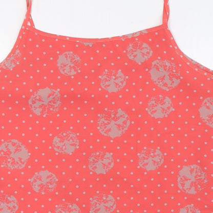 Myrine Womens Pink Polka Dot Polyester Camisole Button-Up Size M V-Neck - Layered