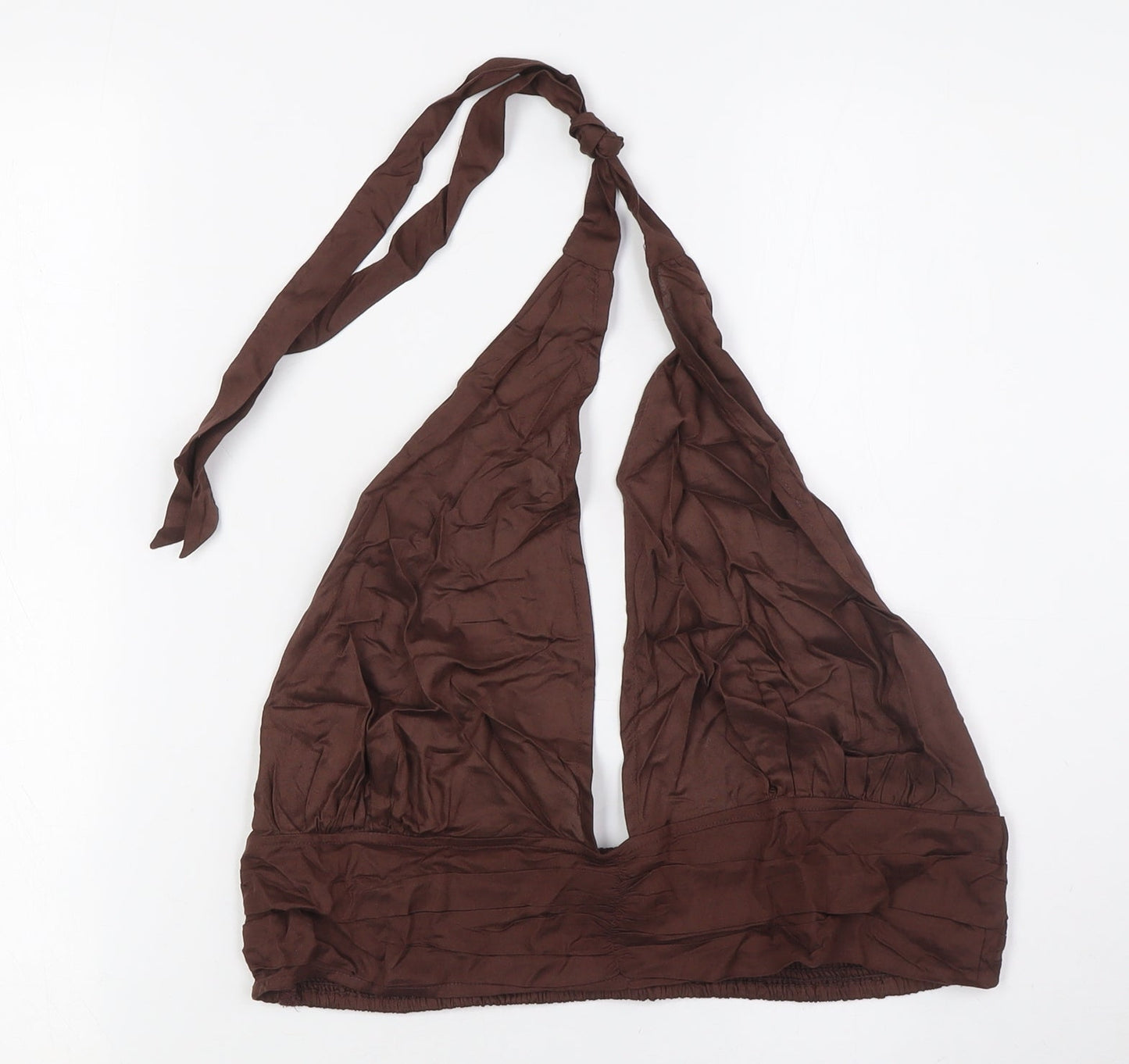 Womens UK Size L River Island Brown Cropped Button-Up