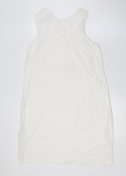 Marks and Spencer Womens Ivory Linen A-Line Size 12 Round Neck