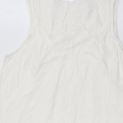 Marks and Spencer Womens Ivory Linen A-Line Size 12 Round Neck