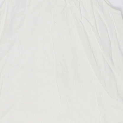 Marks and Spencer Womens Ivory Linen A-Line Size 12 Round Neck