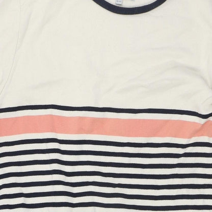 Quba & Co Womens Beige Striped Cotton A-Line Size 18 Round Neck - Nautical