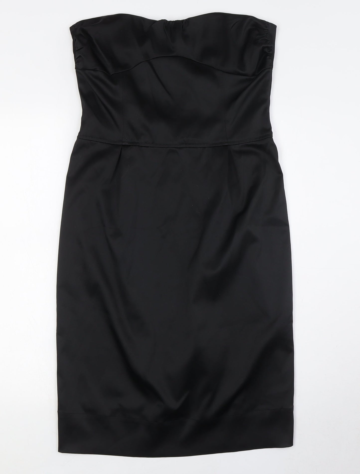 Topshop Womens Black Polyester A-Line Size 12 Off the Shoulder Zip
