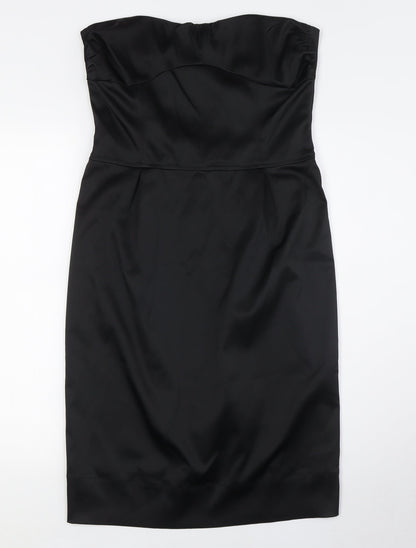 Topshop Womens Black Polyester A-Line Size 12 Off the Shoulder Zip