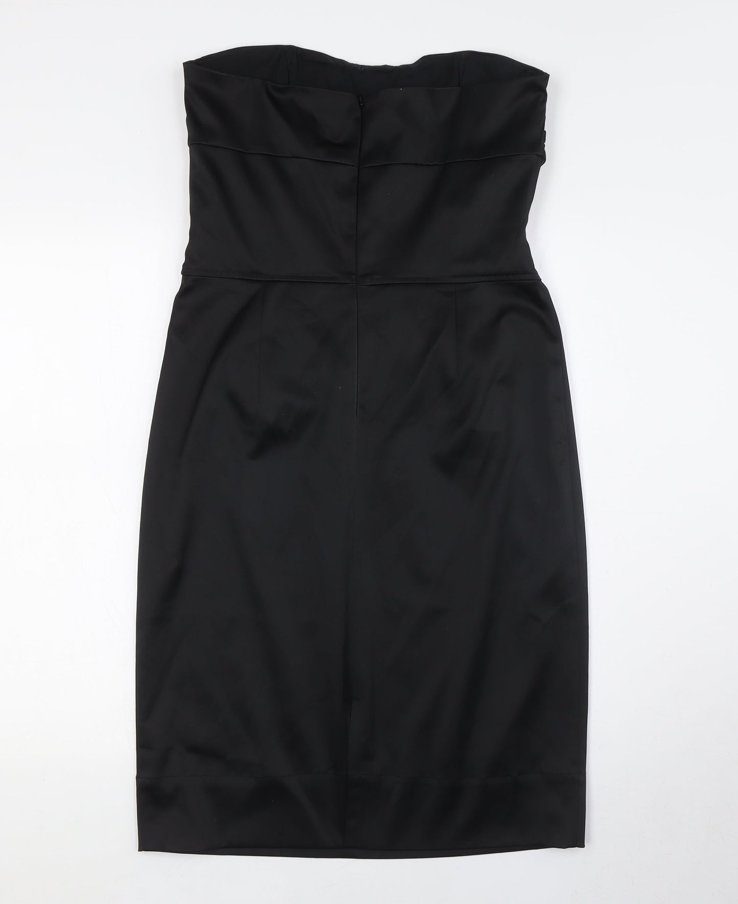 Topshop Womens Black Polyester A-Line Size 12 Off the Shoulder Zip