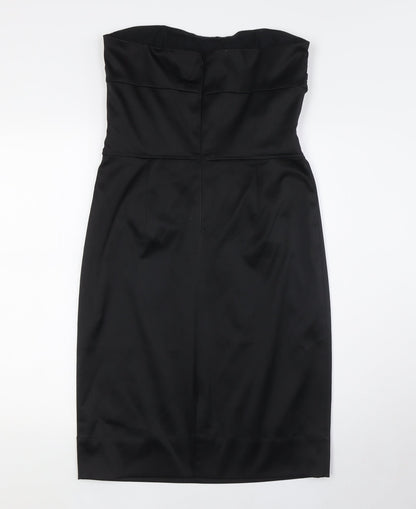 Topshop Womens Black Polyester A-Line Size 12 Off the Shoulder Zip