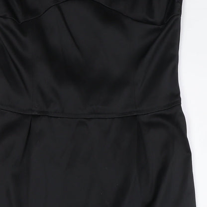 Topshop Womens Black Polyester A-Line Size 12 Off the Shoulder Zip