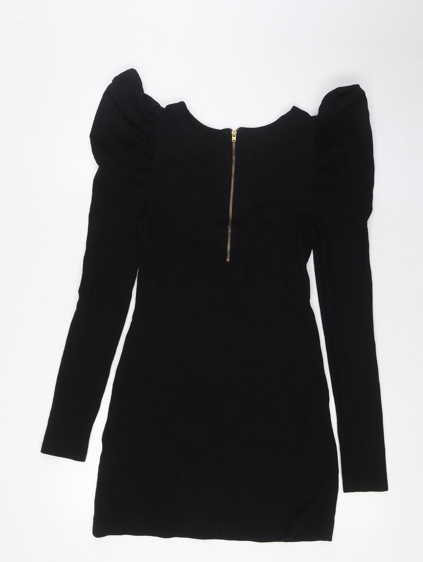 French Connection Womens Black Viscose Pencil Dress Size 6 V-Neck Zip