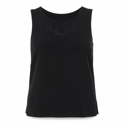 Saab Womens Black Polyester Camisole Button-Up Size L Roll Neck - Embellished Neck