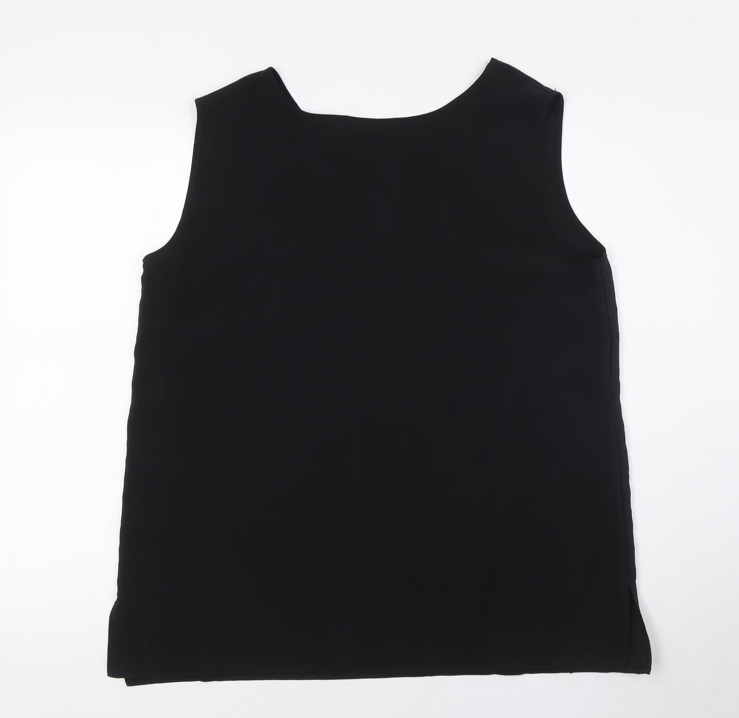 Saab Womens Black Polyester Camisole Button-Up Size L Roll Neck - Embellished Neck