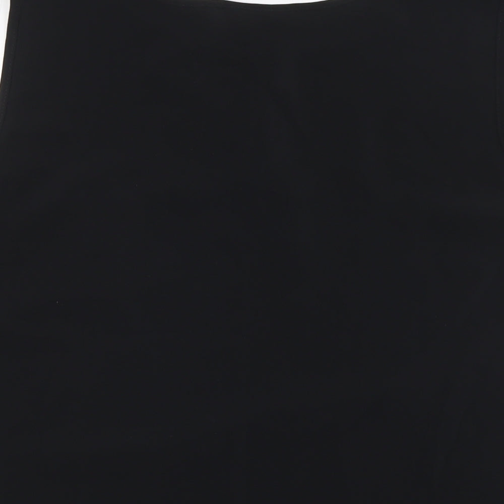 Saab Womens Black Polyester Camisole Button-Up Size L Roll Neck - Embellished Neck