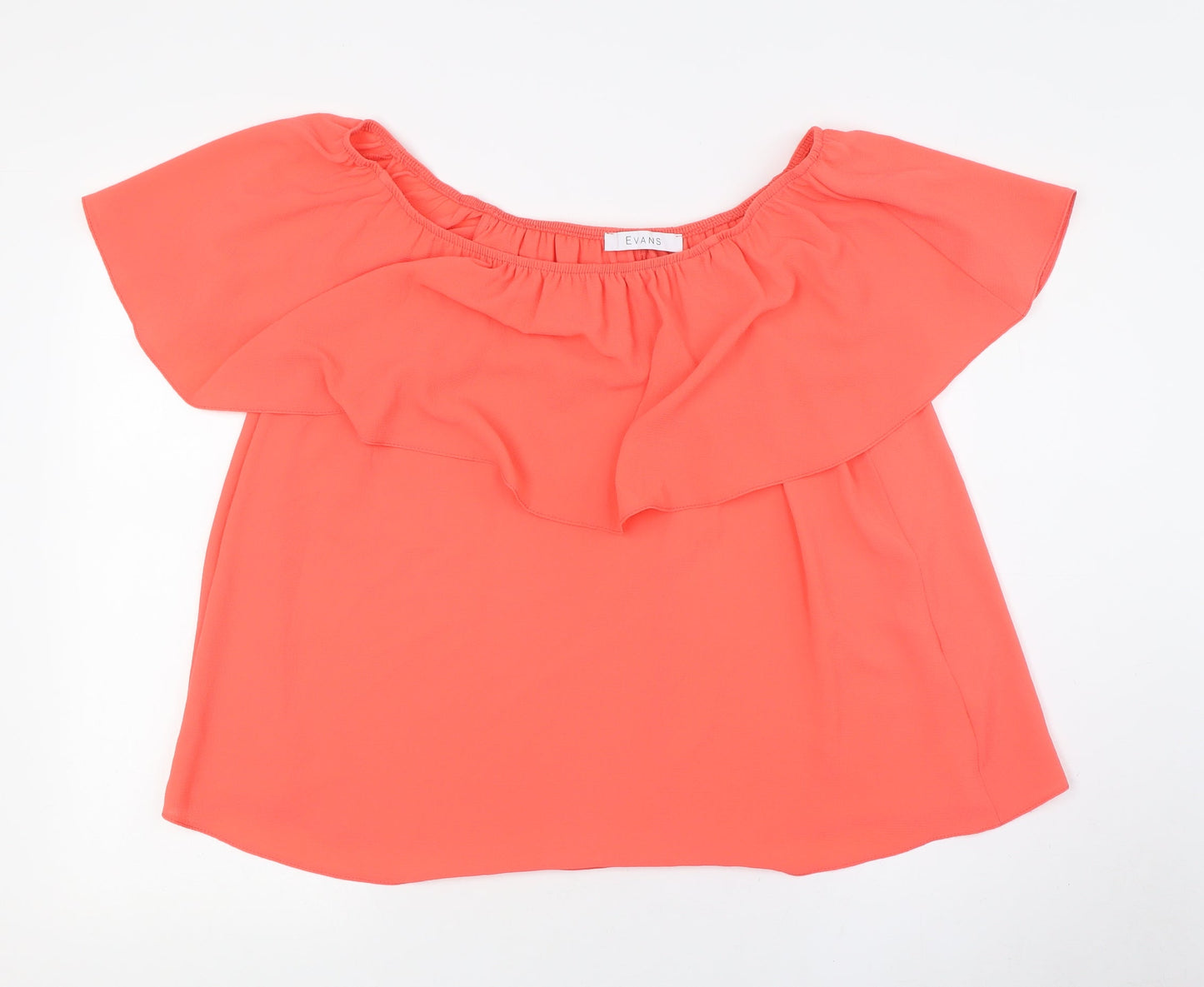 Evans Womens Pink Polyester Basic Button-Up Size 14 Off the Shoulder