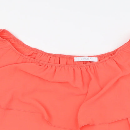 Evans Womens Pink Polyester Basic Button-Up Size 14 Off the Shoulder