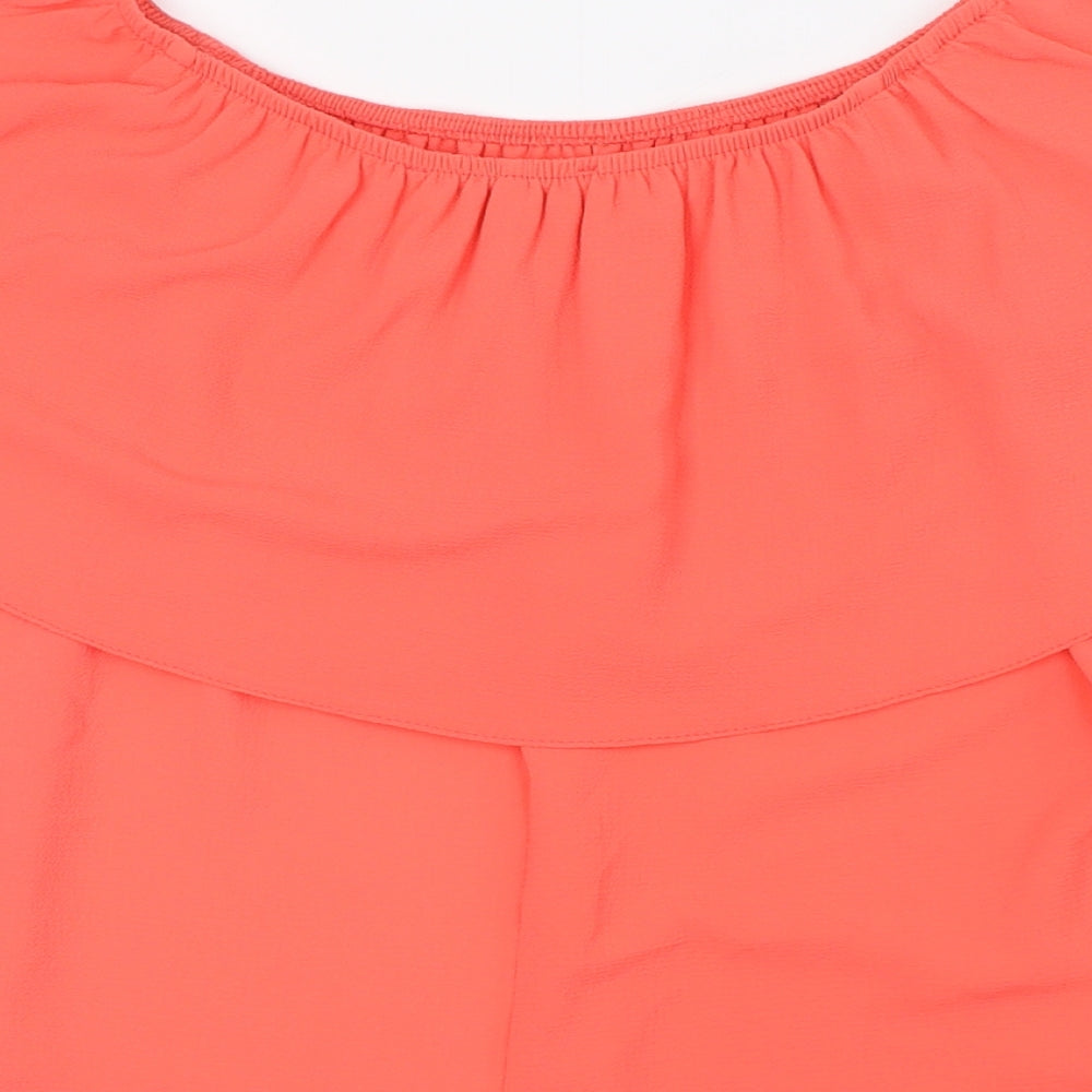 Evans Womens Pink Polyester Basic Button-Up Size 14 Off the Shoulder