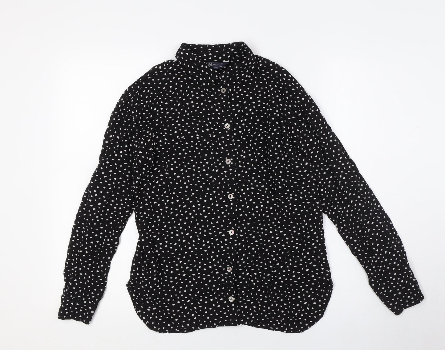 Womens UK Size 8 Marks and Spencer Black Basic Button-Up