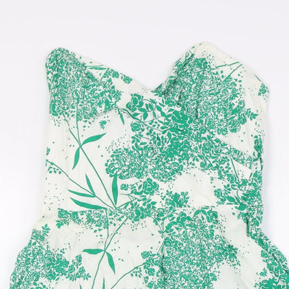 ASOS Womens Ivory Floral Cotton A-Line Size 8 Off the Shoulder Zip - Bodice Top