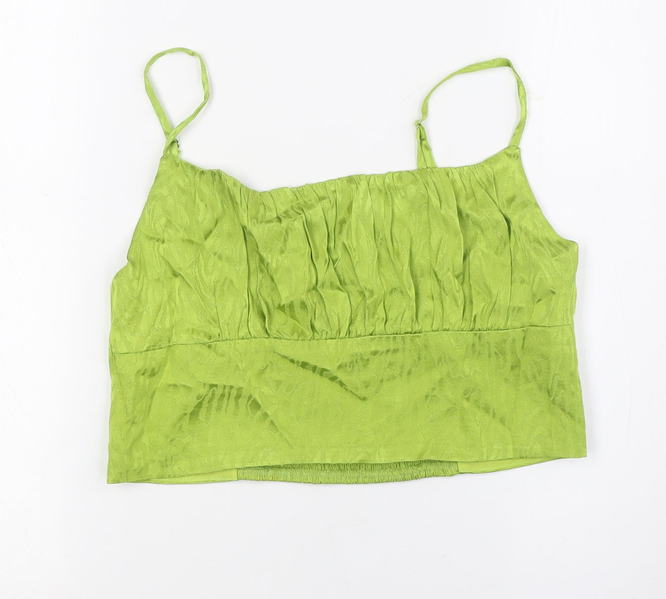 Womens UK Size L Calliope Green Cropped Button-Up