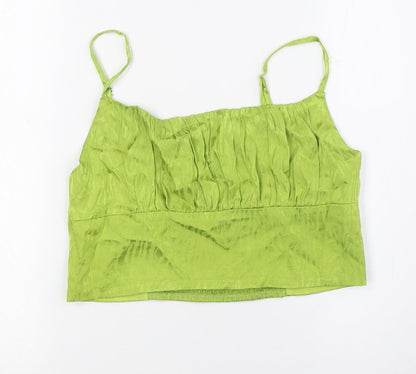 Womens UK Size L Calliope Green Cropped Button-Up