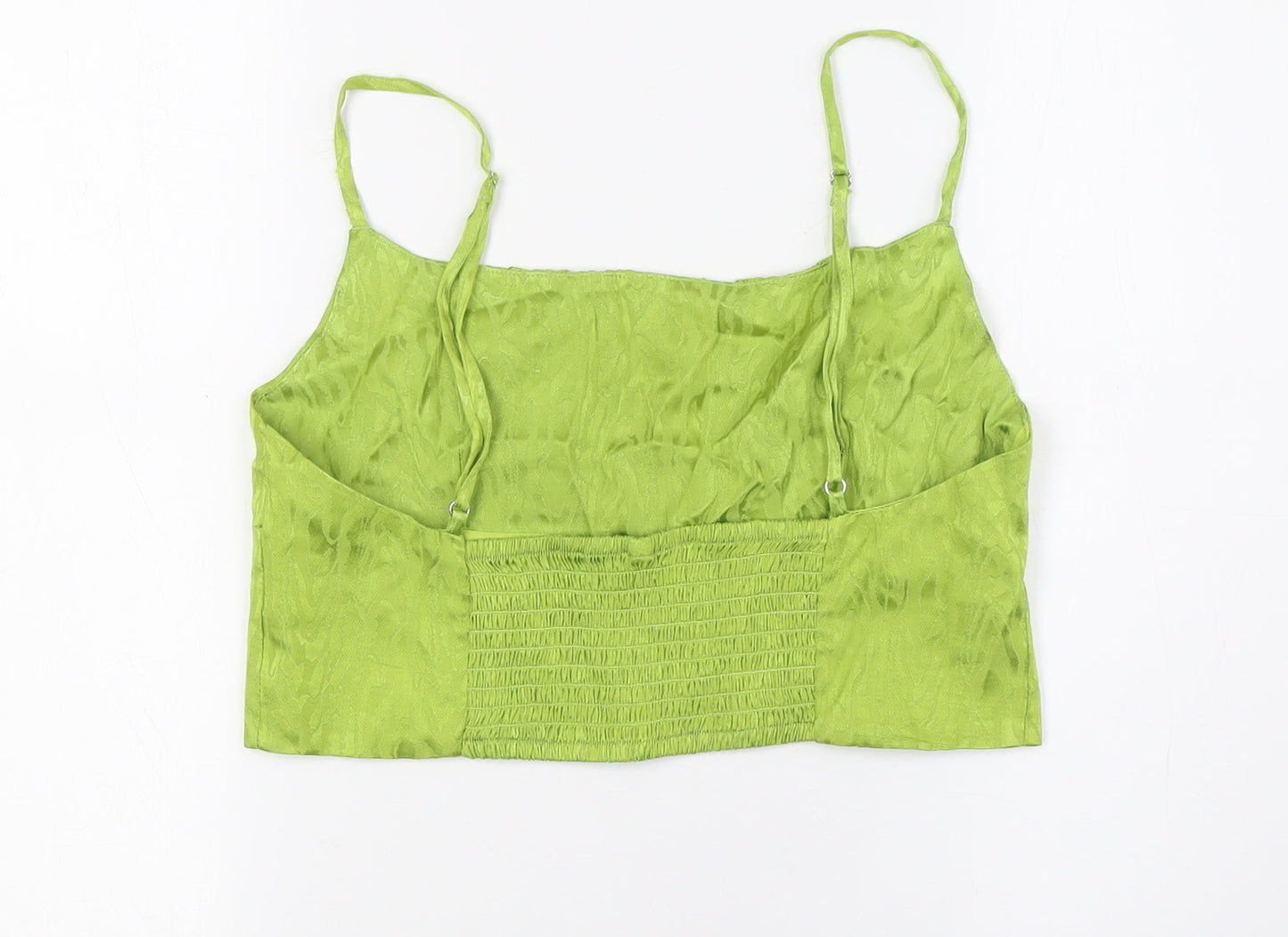 Womens UK Size L Calliope Green Cropped Button-Up