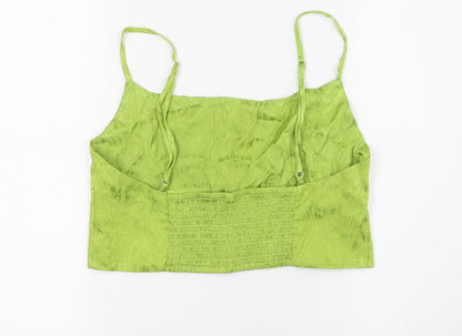 Womens UK Size L Calliope Green Cropped Button-Up