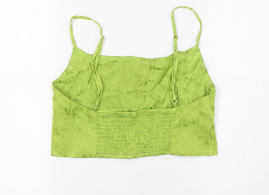 Womens UK Size L Calliope Green Cropped Button-Up