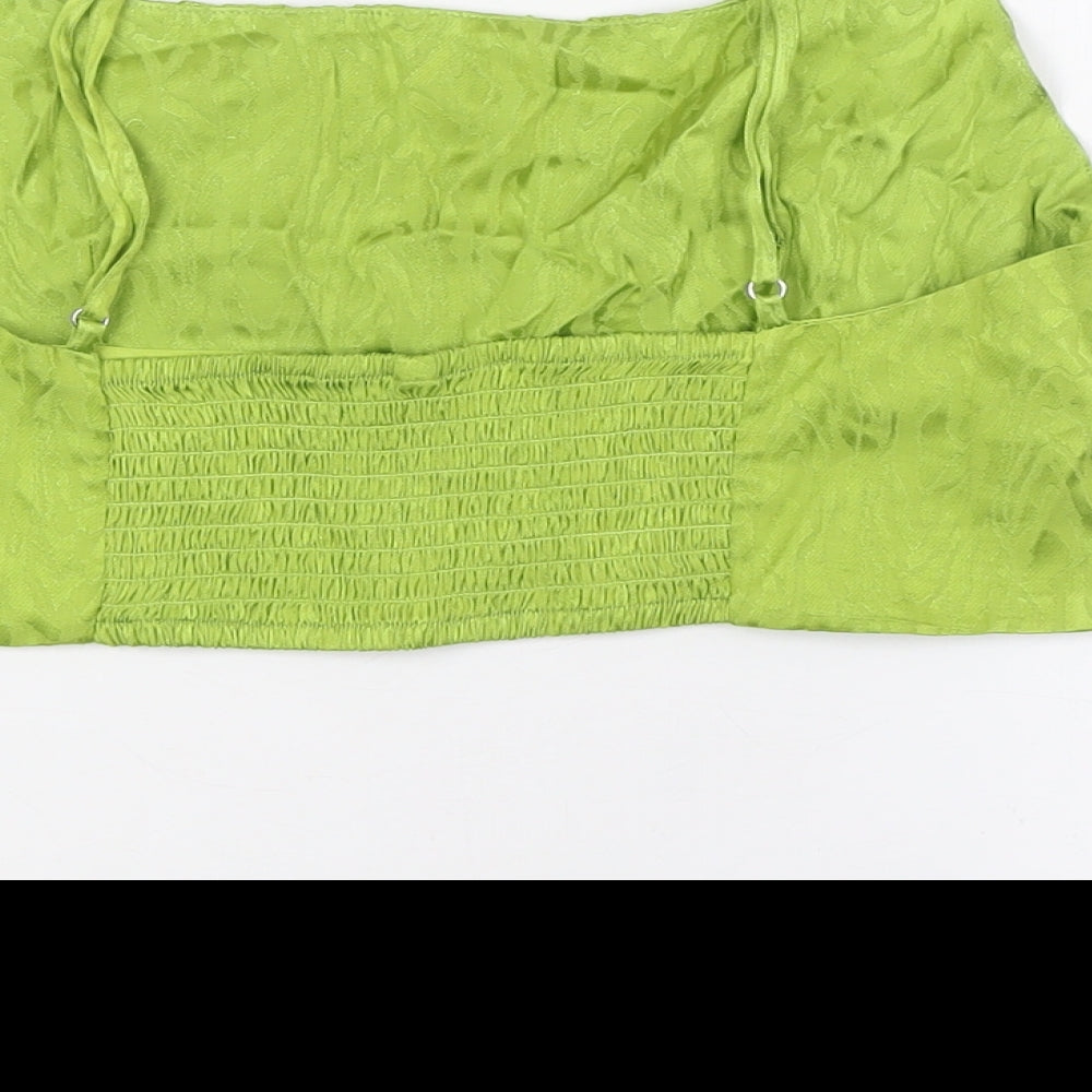 Womens UK Size L Calliope Green Cropped Button-Up