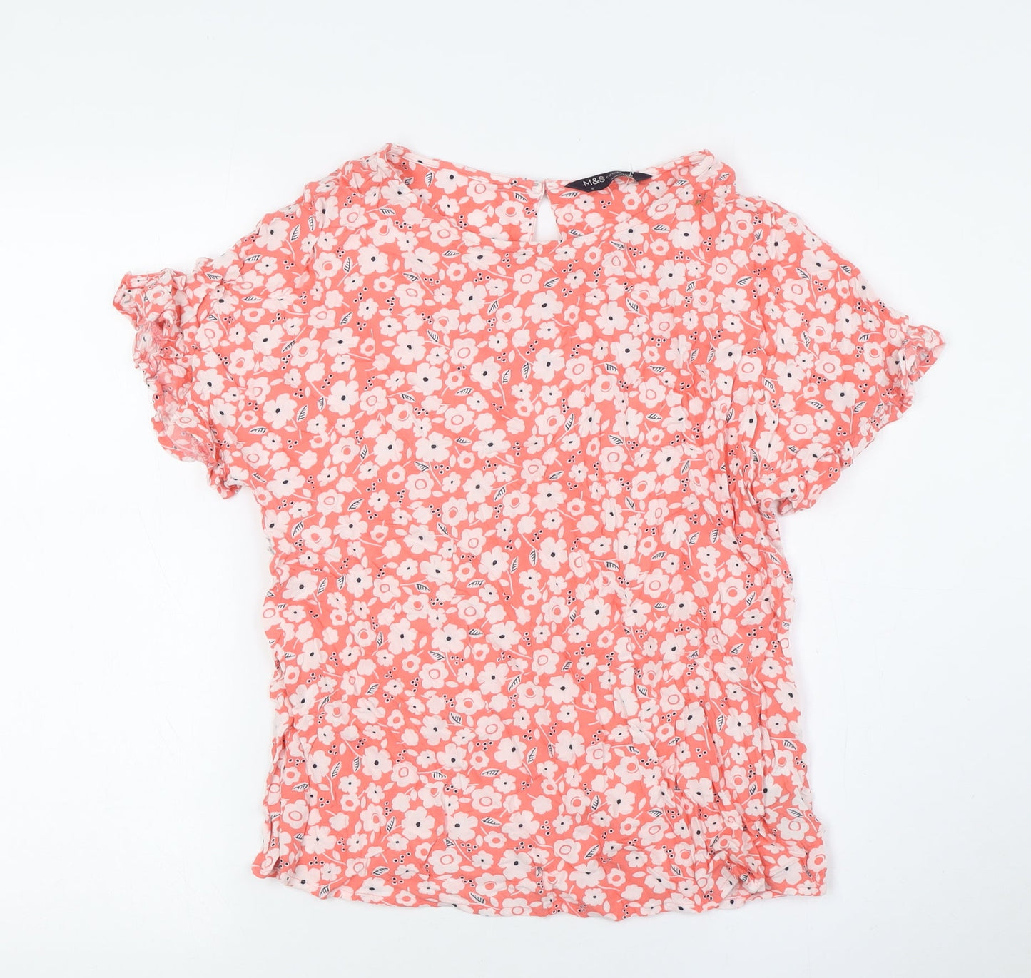 Womens UK Size 8 Marks and Spencer Pink Basic Button-Up