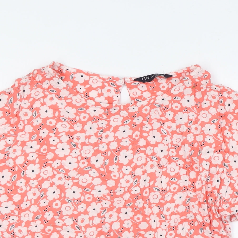 Womens UK Size 8 Marks and Spencer Pink Basic Button-Up