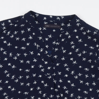 Womens UK Size 10 Marks and Spencer Blue Basic Button-Up