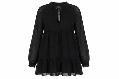 Stradivarius Womens Black Polyester A-Line Size S Mock Neck Tie - Two Layers