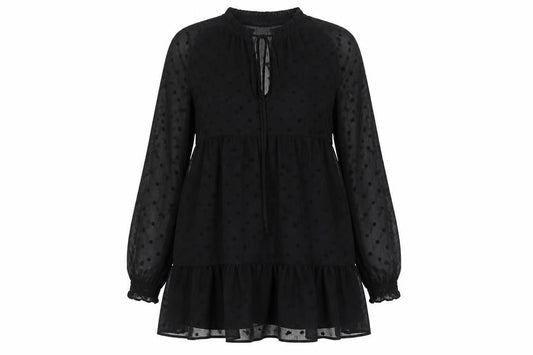 Stradivarius Womens Black Polyester A-Line Size S Mock Neck Tie - Two Layers