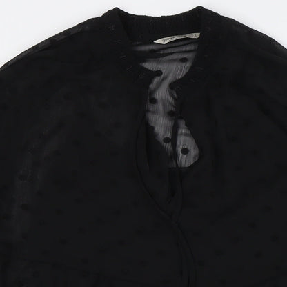 Stradivarius Womens Black Polyester A-Line Size S Mock Neck Tie - Two Layers