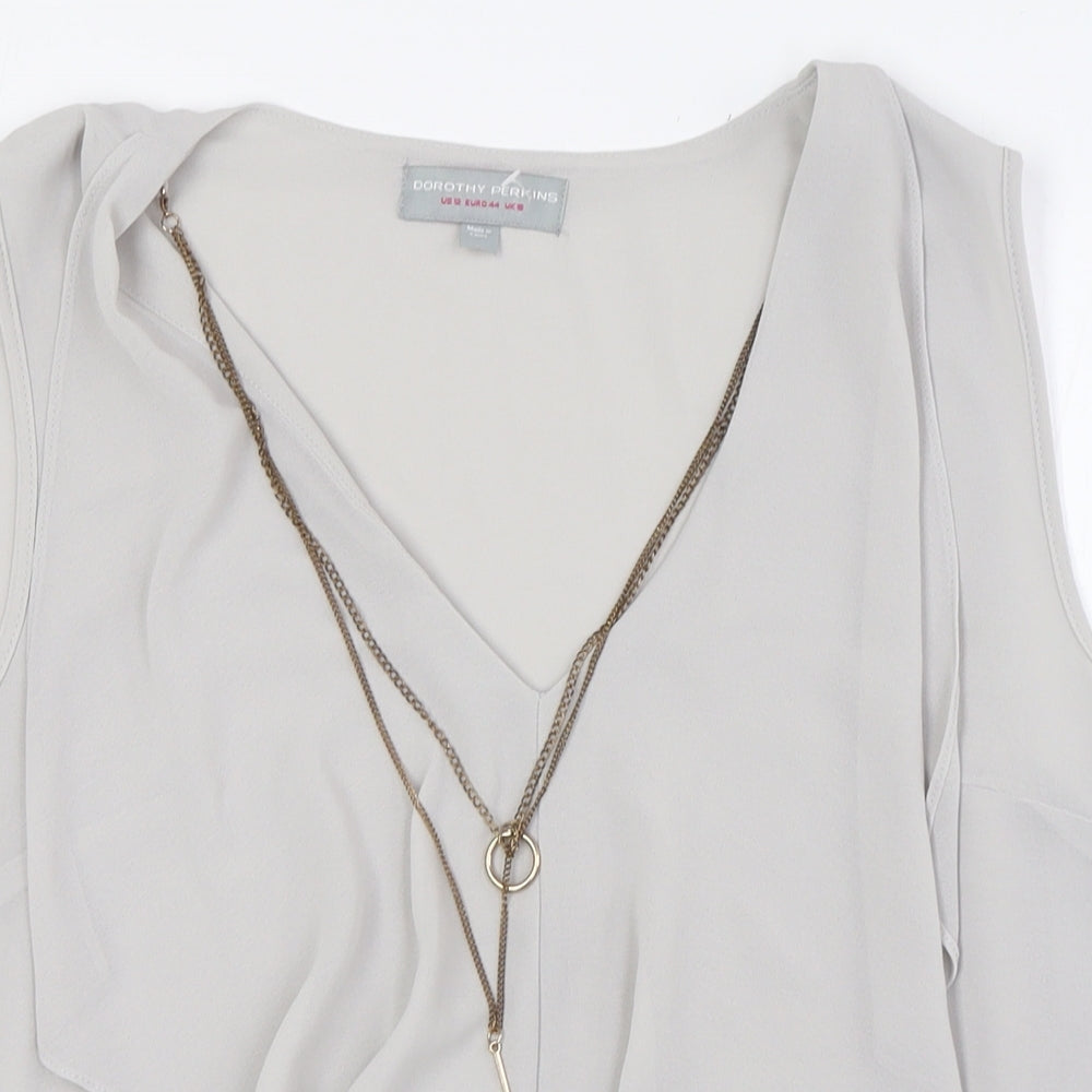 Womens UK Size 16 Dorothy Perkins Grey Camisole Button-Up